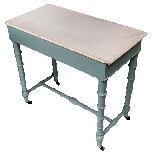 Antique Painted Faux Bamboo Desk W/Drawer For Sale In Los Angeles - Image 6 of 8