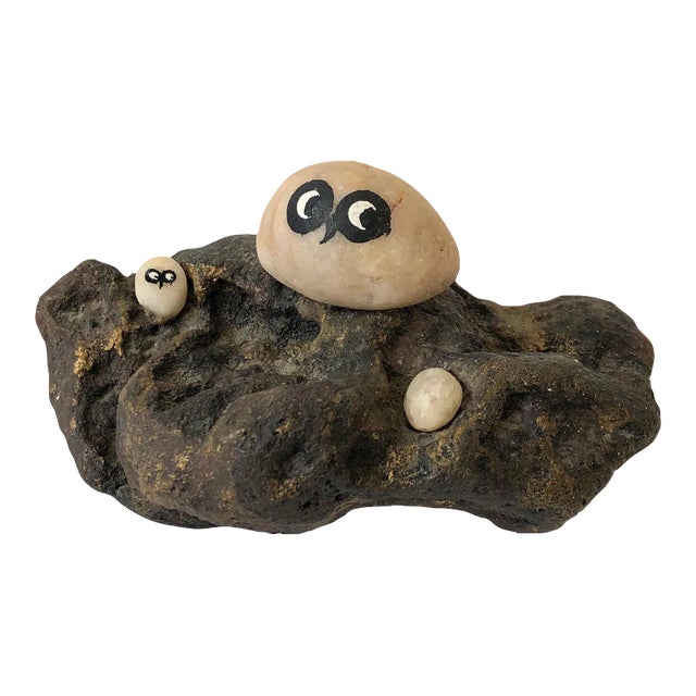 Mid Century Pebble Owl Sculpture For Sale