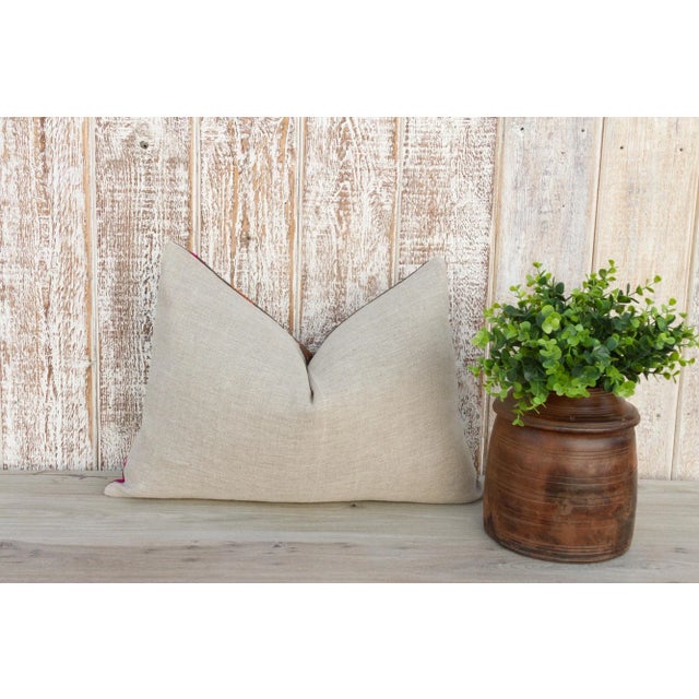Textile Ahu Antique Indian Folk Lumbar Pillow For Sale - Image 7 of 9