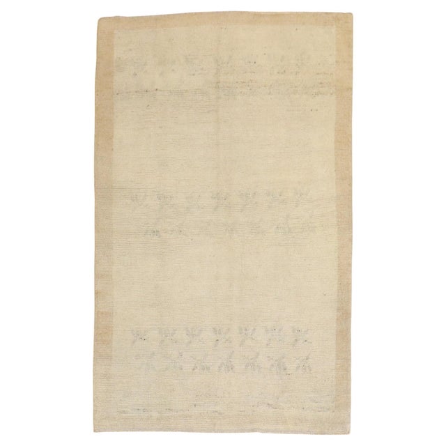 Beige Neutral Handmade Vintage Turkish Rug For Sale - Image 8 of 18