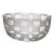 Oval free hand shaped bowl in transparent Murano glass with detailed hand cut irregular checkered opaque squares designed...