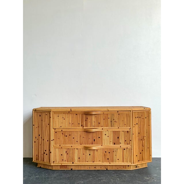 Vintage Boho Faceted Bamboo Dresser For Sale - Image 4 of 12