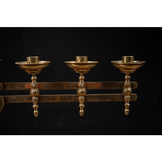 Late 19th Century Adjustable Brass Sabbath Candelabrum For Sale - Image 9 of 15