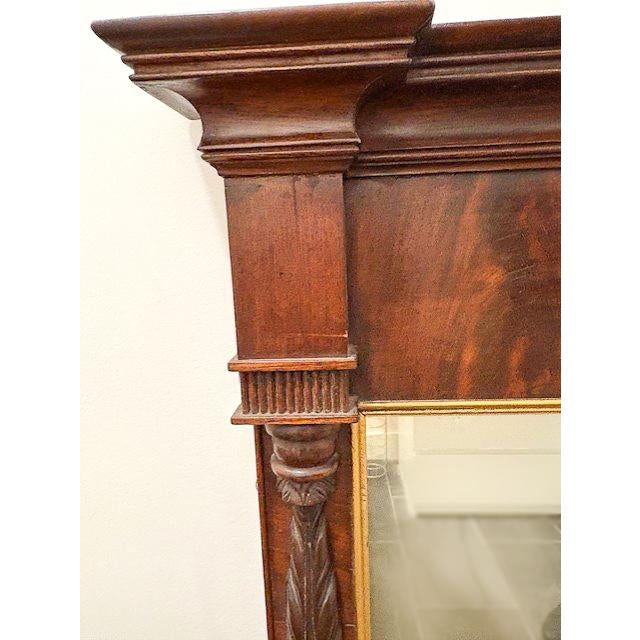 Mid 20th Century Antique French Empire Carved Mahogany Trumeau Mirror For Sale - Image 5 of 8