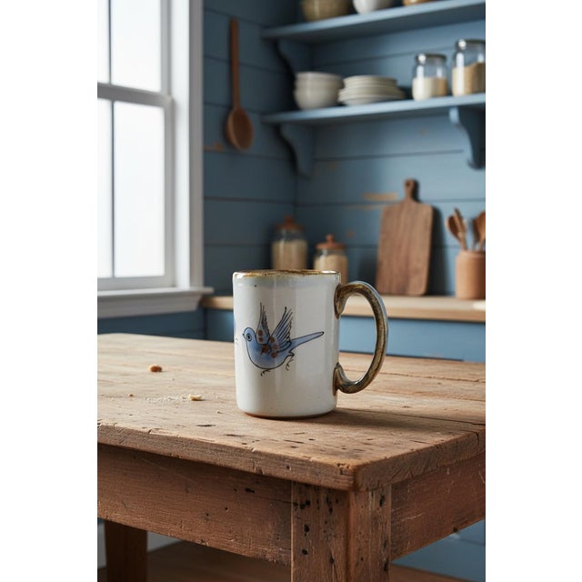 Ken Edwards El Palomar Blue Bird Flowers Mexican Tonala Folk Art Coffee Cup Mug For Sale - Image 10 of 10