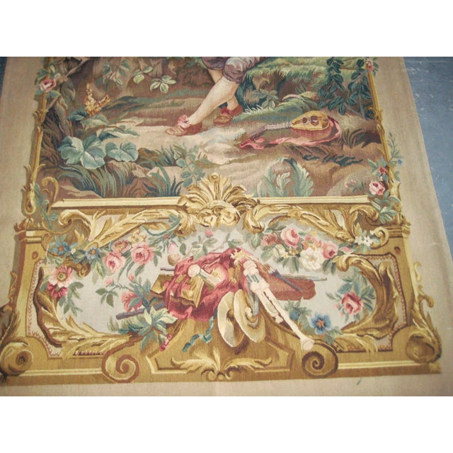 Textile Mid 19th Century French Aubusson Pastoral Scene Tapestry For Sale - Image 7 of 12