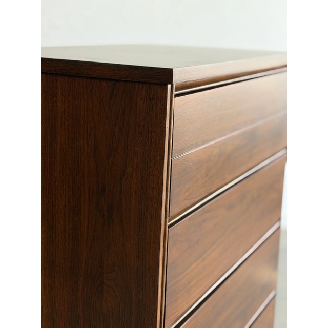 1960s 1960s Minimal Walnut Highboy For Sale - Image 5 of 9
