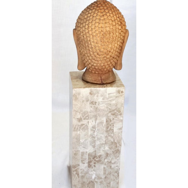 Early 20th Century Antique Buddha Hand Carved Head For Sale - Image 4 of 9