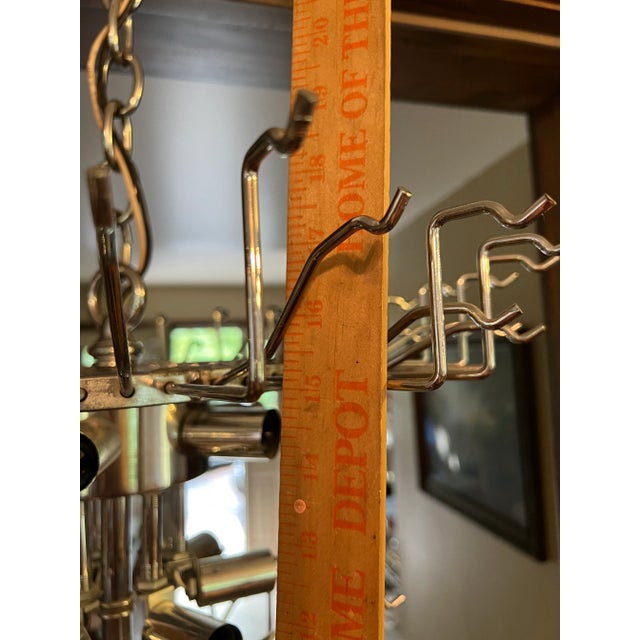Metal Vintage Mid-Century Modern Italian Murano Glass Triedi Venini Chandelier in Silver Chrome For Sale - Image 7 of 12