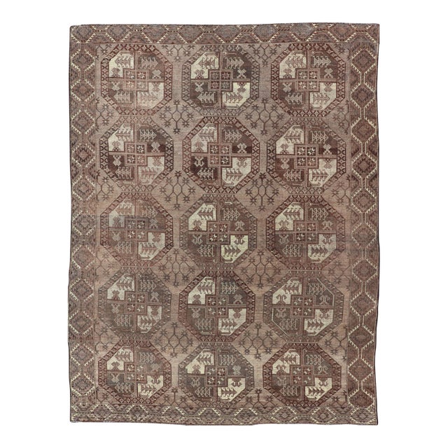 Antique Ersari Tribal Rug With Rich Earthy Tones 8'4" X11'9" For Sale