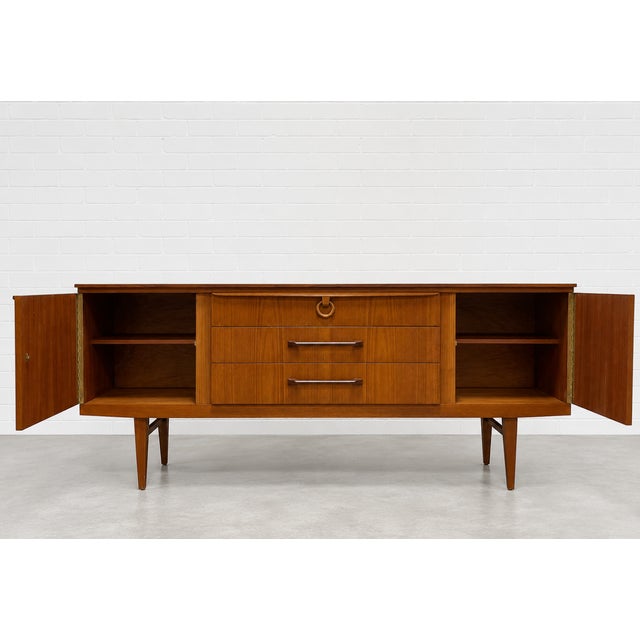 Mid Century Modern Long Teak Sideboard by Elliots of Newbury, Made in England, C. 1960’s For Sale - Image 4 of 17