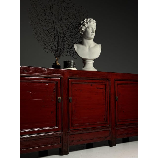 Red Vintage Chinese Red Sideboard For Sale - Image 8 of 18