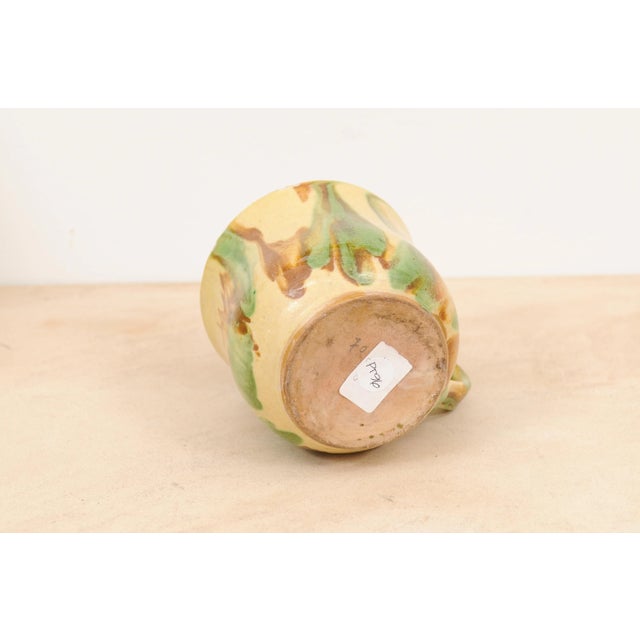 19th Century Rustic French Pottery Mug with Yellow, Green and Rust Glaze For Sale - Image 4 of 13