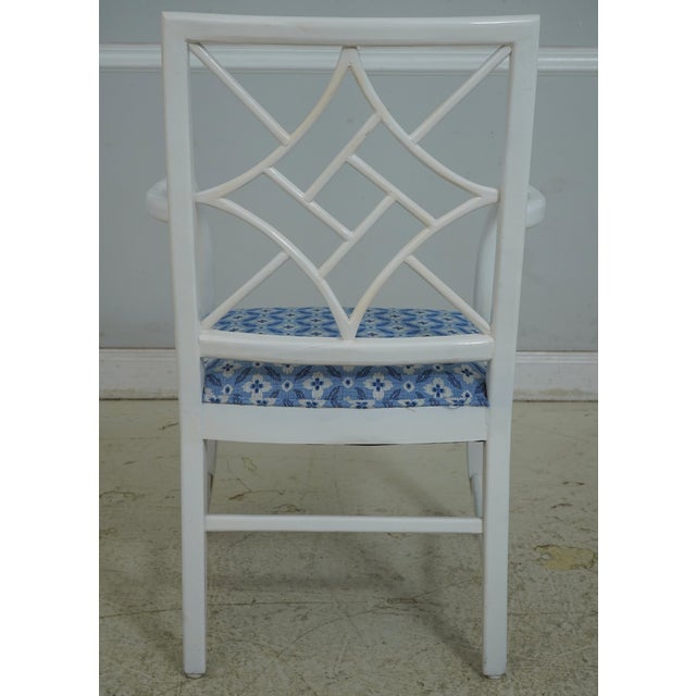 Set of 4 White Painted Chinese Chippendale Dining Room Armchairs For Sale - Image 4 of 17