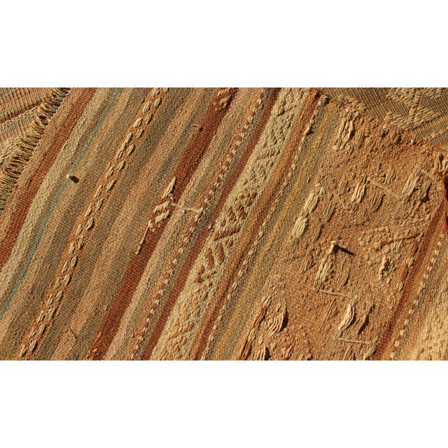 Vintage Turkish Kilim Runner Warm Earth Tones Gold Brown Wool Flatweave For Sale - Image 10 of 10
