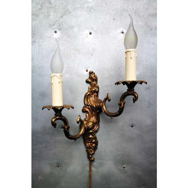 Vintage German Brass and Plastic Sconce, 1970s For Sale - Image 4 of 9