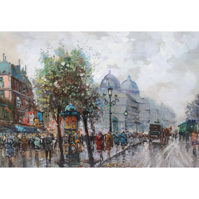Giulio De Simone, Paris Boulevard, Oil Painting on Canvas, Framed For Sale - Image 7 of 15