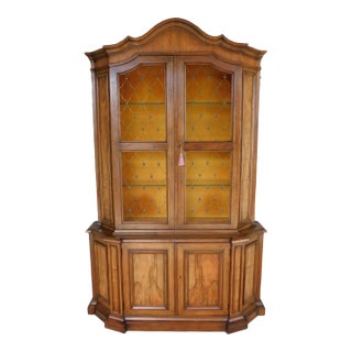 Mid-Century French Regency Style Baker Furniture Lighted Display Cabinet For Sale