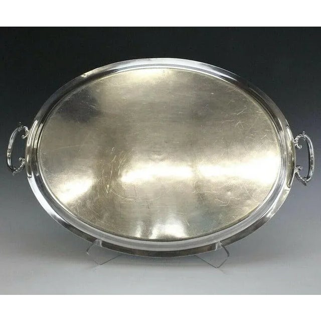 Traditional 19th Century Antique Mappin Brothers Regency Style Silverplated Oval Handled Tray For Sale - Image 3 of 8