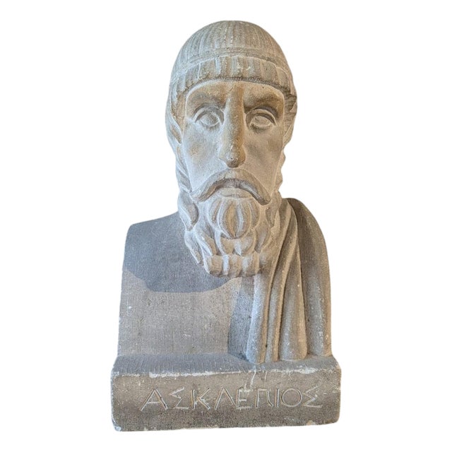French School Artist, Bust of Aesculapius, 19th Century, Stone For Sale
