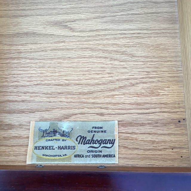 Classic tall chest by Henkel Harris of Winchester, Virginia, masterfully crafted in genuine mahogany and finished in the...