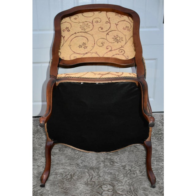 Vintage Carved French Style Bergere Type Chair For Sale - Image 10 of 12