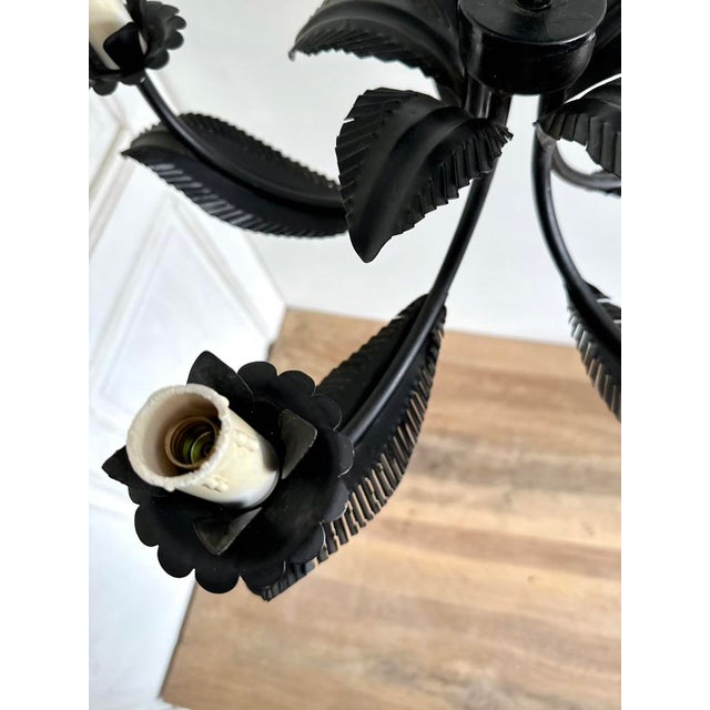 Vintage French Black Tole Chandelier, 1960s For Sale - Image 12 of 18