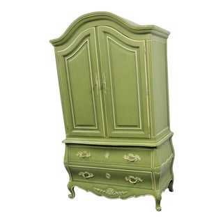 Louis XV Style Green & Cream Armoire For Sale