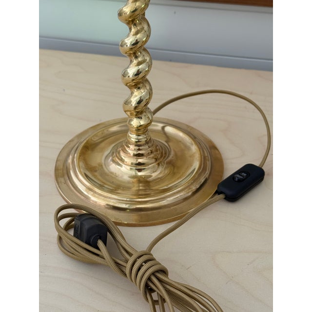 Pair of Large Vintage Solid Brass Candlestick Lamps For Sale - Image 13 of 14