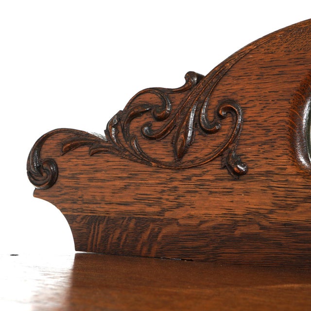 Early 20th Century Antique RJ Horner School Carved Oak & Curved Glass Mirrored China Cabinet C1910 For Sale - Image 10 of 12