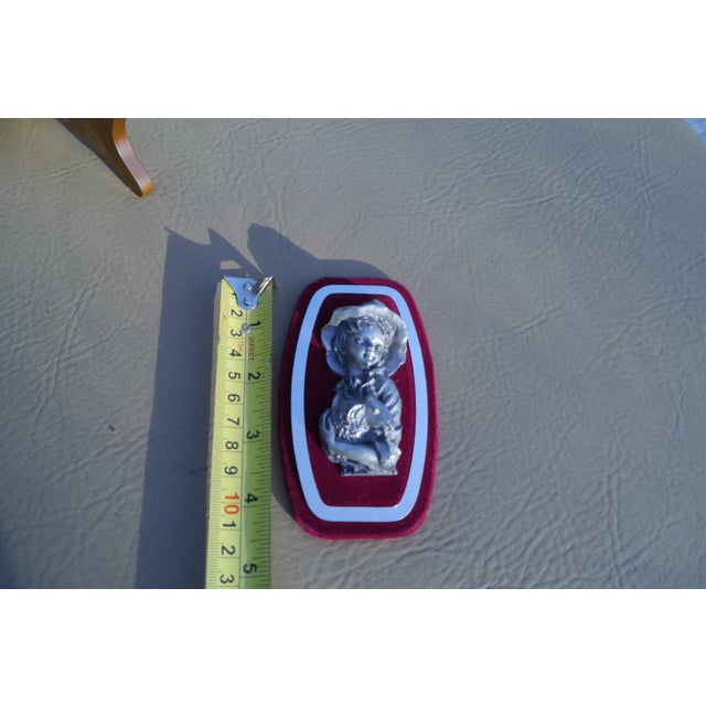 Mid 20th Century 'Les Etains Du Galion' French Pewter Cameo Silhouette Young Boy With Lamb For Sale - Image 11 of 12