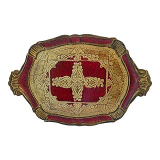 Vintage Gilt Wood Italian Florentine Tray For Sale