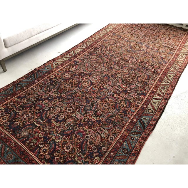 Antique Eggplant, Magenta & Sky Blue Water Garden Design Rug, 5.9 x 13.10 For Sale In Milwaukee - Image 6 of 11