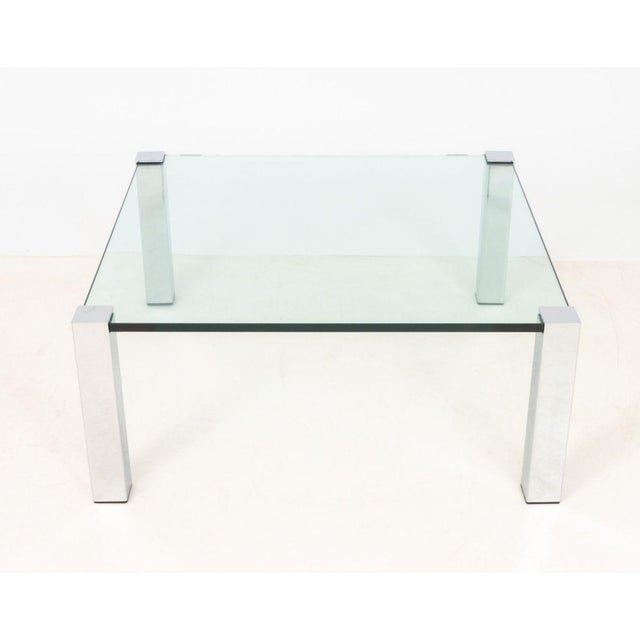 Modern Italian Chrome and Glass Top Coffee Table For Sale - Image 3 of 7