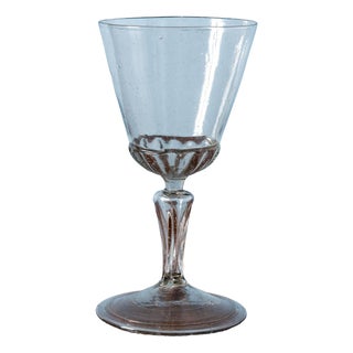 Antique French Fluted Wine Glass, 1700s For Sale
