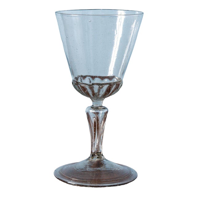Antique French Fluted Wine Glass, 1700s For Sale