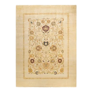 Eclectic, One-of-a-Kind Hand-Knotted Area Rug in Ivory, 9' 1" x 12' 0"