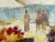 Mid Century Modern Juan R. Noguez Expressionist Oil on Canvas Flower Market Scene With Figures For Sale - Image 4 of 11