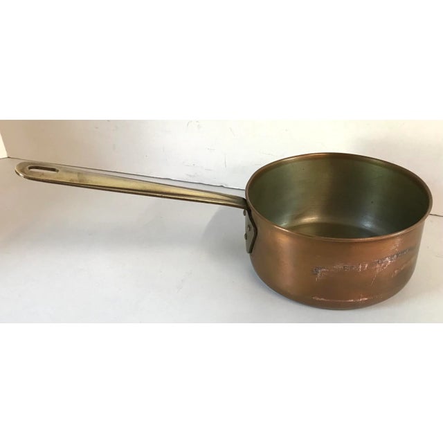 Nice vintage French copper pot with brass handle.