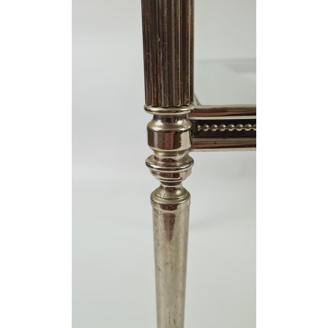 Metal Side Table in Silver-Plated Brass and Eglomise Glass, France, 1950s For Sale - Image 7 of 14