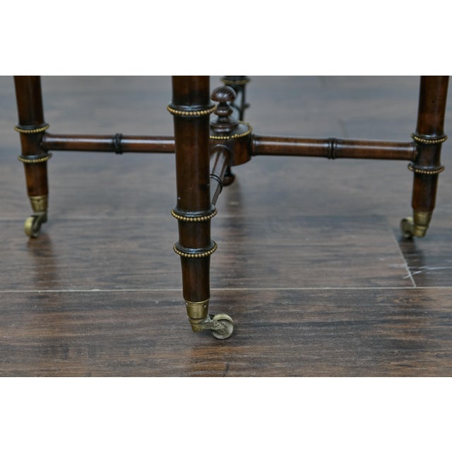 Metal 19th Century English Faux Bamboo Side Table with Zebra Hide Top and Casters For Sale - Image 7 of 12