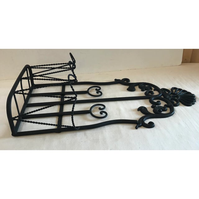 Metal Vintage Black Wrought Iron Plant Holder For Sale - Image 7 of 9