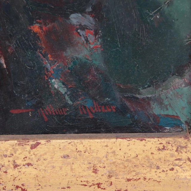 Mid 20th Century Arthur Meltzer (American 1893-1989) "Antique Crucifix" Oil Painting on Masonite and Housed in a Housed in a Custom Frederick Harer Frame For Sale - Image 5 of 7