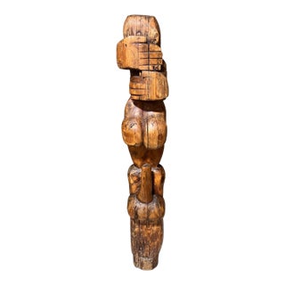 1960s Monumental 51” Hand-Carved Solid Wood African Fertility Figure Sculpture For Sale