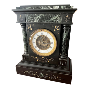 Antique French Black Marble Upright Mantle Clock