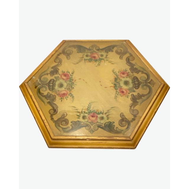 Vintage Italian Florentine Hexagon Coffee Table Hand Painted Gold Gilt Hollywood Regency For Sale - Image 10 of 14
