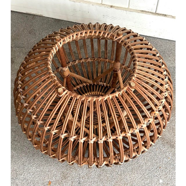 Franco Albini Franco Albini Midcentury Rattan Lobster Pot Ottoman / Stool For Sale - Image 4 of 5