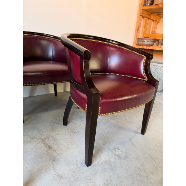Vintage Hickory Leather Hollywood Regency Style Dining Chairs - Set of 6 For Sale - Image 11 of 17