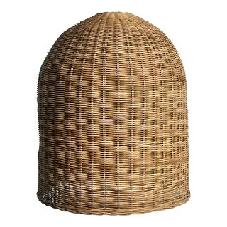 Vintage Coastal Serena and Lily “Santa Barbara” Woven Rattan Hanging Chandelier For Sale