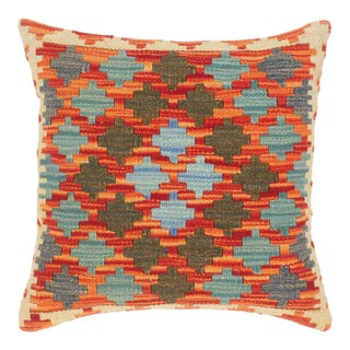 Geometric Turkish Timika Hand Woven Kilim Throw Pillow For Sale